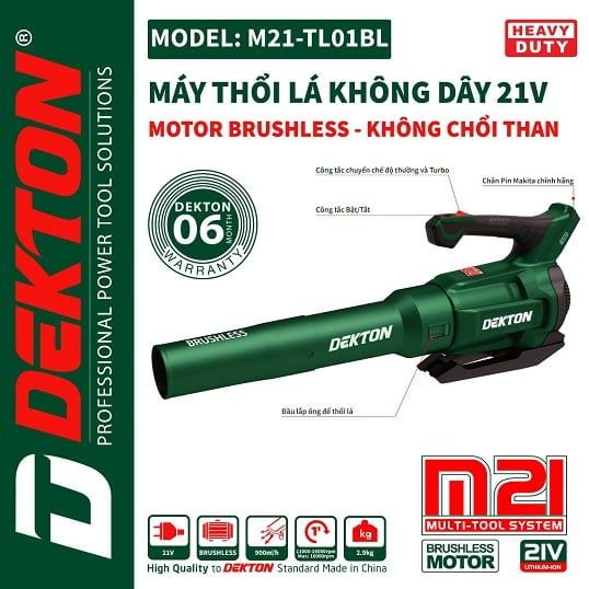  Máy thổi bụi dekton M21-TL01BL ( chưa có pin sạc) 