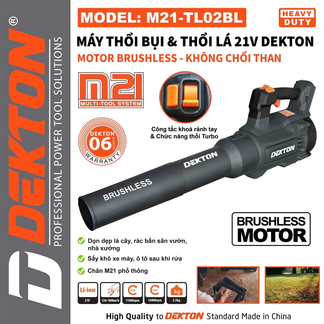  Máy thổi bụi và thổi lá pin dekton m21-TL02BL ( chưa có pin và sạc) 