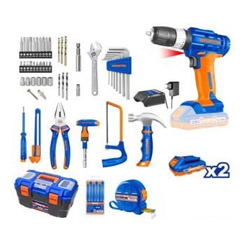  Bộ 119 món dụng cụ gồm Máy khoan búa dùng pin 20V (WCDP522) WDT1B119 WADFOW 