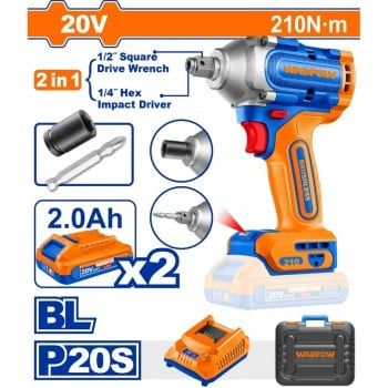  Máy siết bu lông & vít 2 trong 1 dùng pin 20V- 210Nm (không chổi than) WCD3B21 WADFOW 
