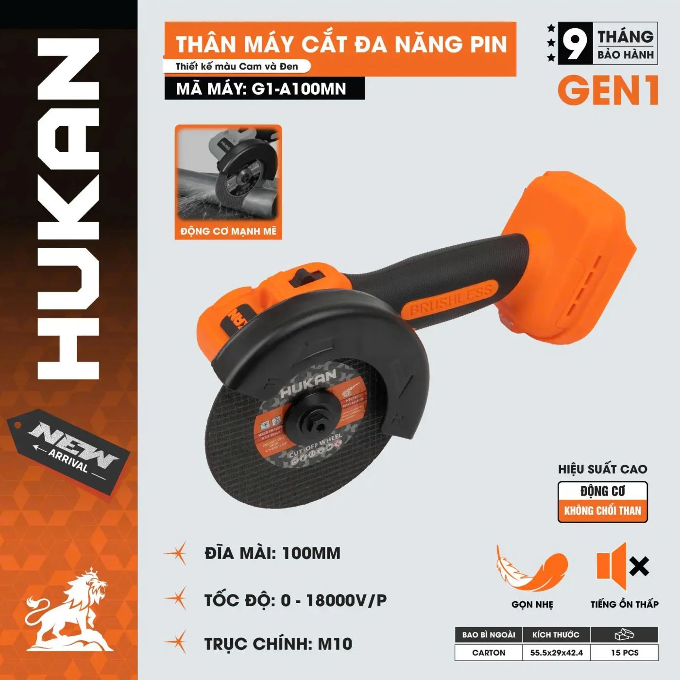  Thân máy cắt đa năng pin G1-A100MN (chưa kèm pin sạc) HUKAN 