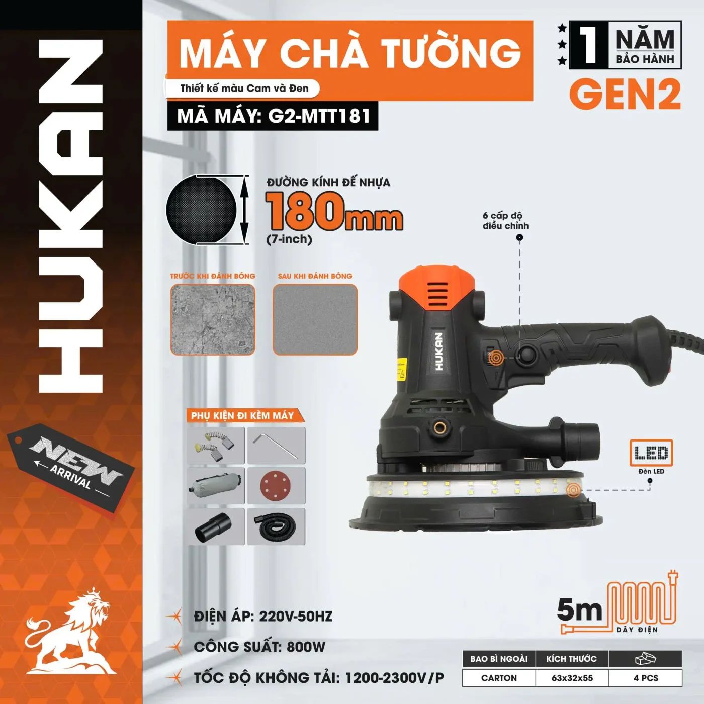  Máy chà tường (GEN 2) G2-MTT181 HUKAN 