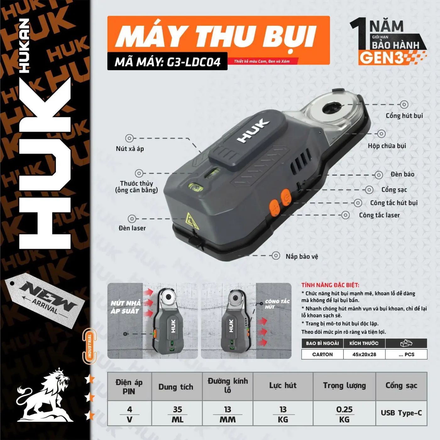  Máy thu bụi (G3-LDC04) HUKAN 