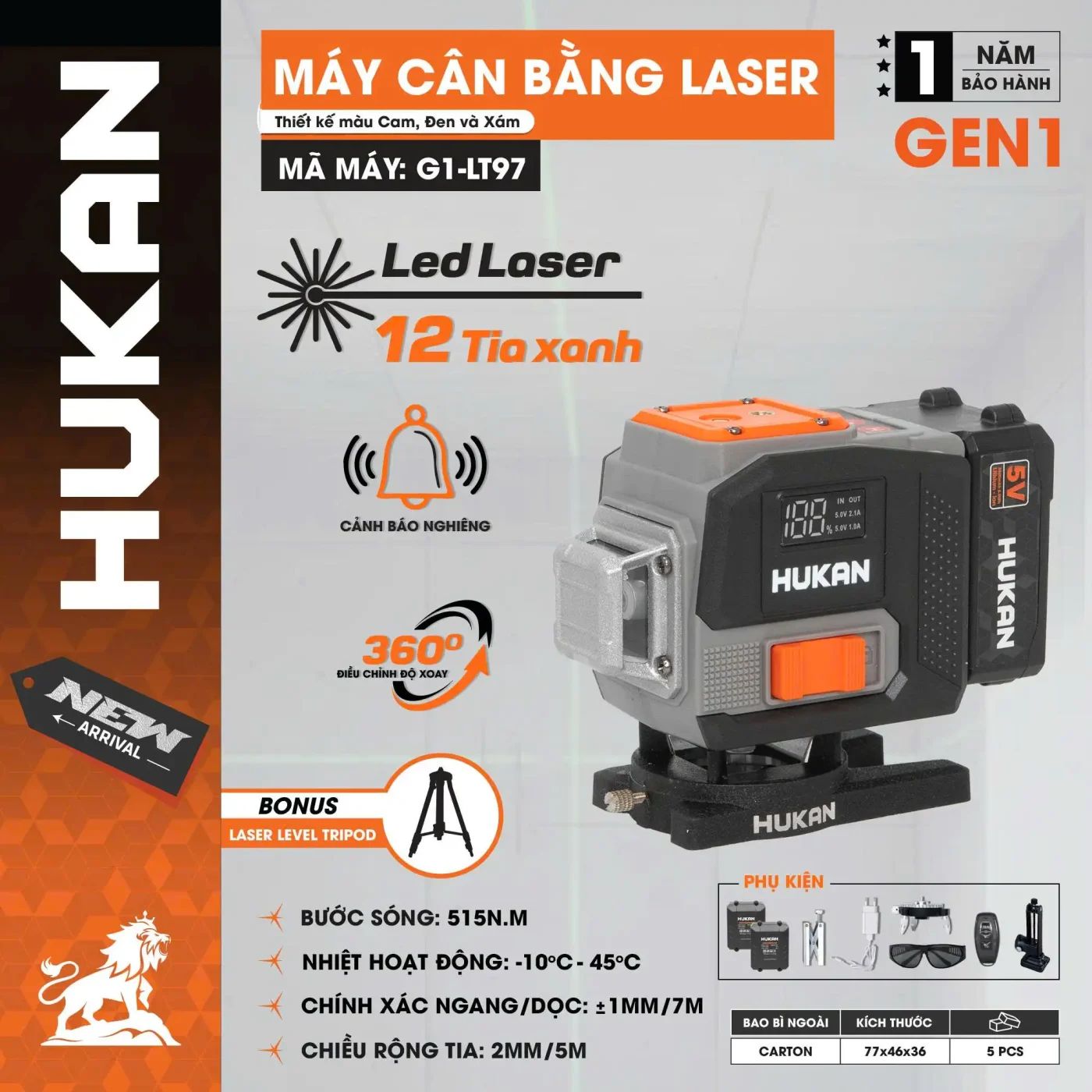  Máy cân bằng laser 12 tia xanh (G1-LT97) HUKAN 