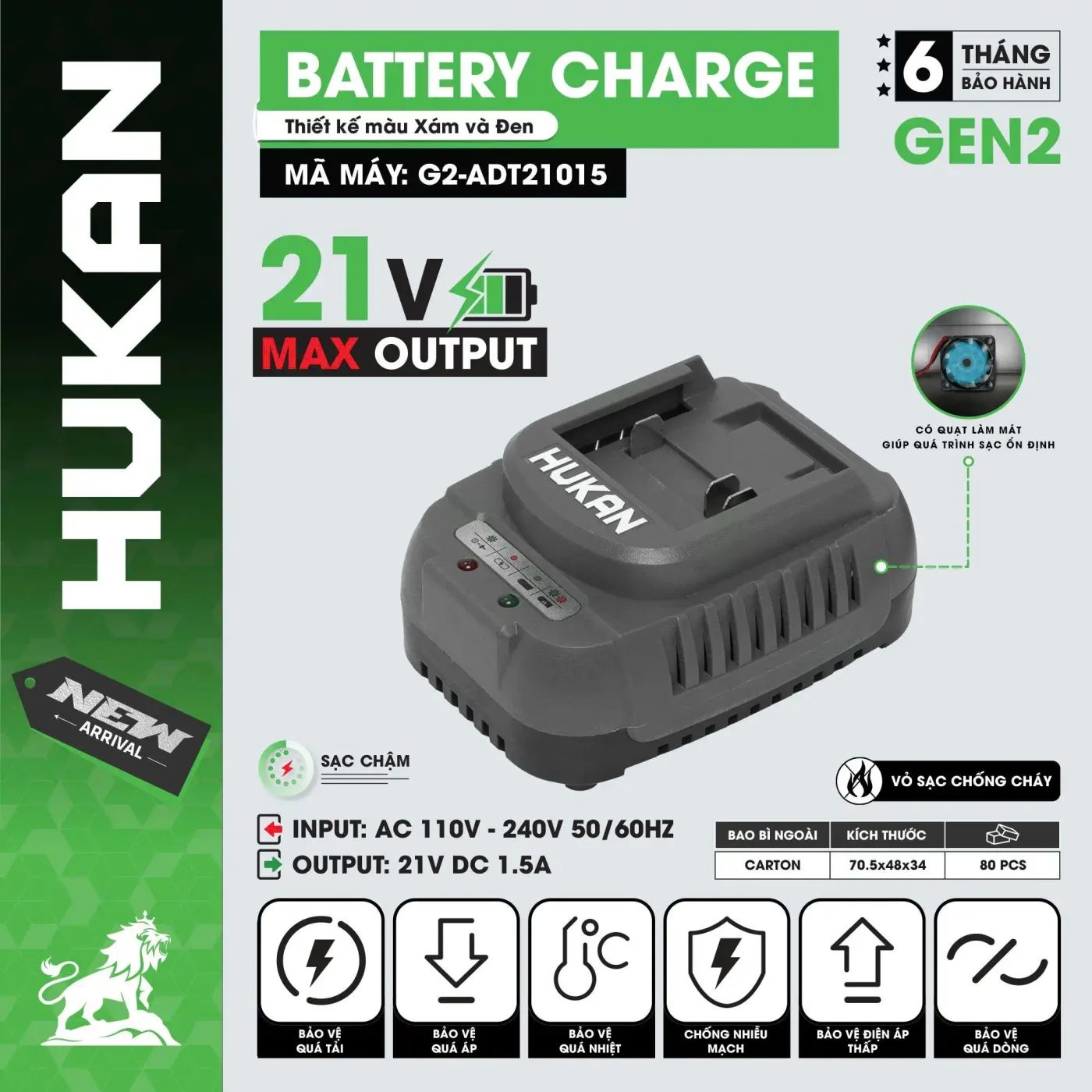  Bộ sạc Hukan G2-ADT21015 1.5Ah  HUKAN 