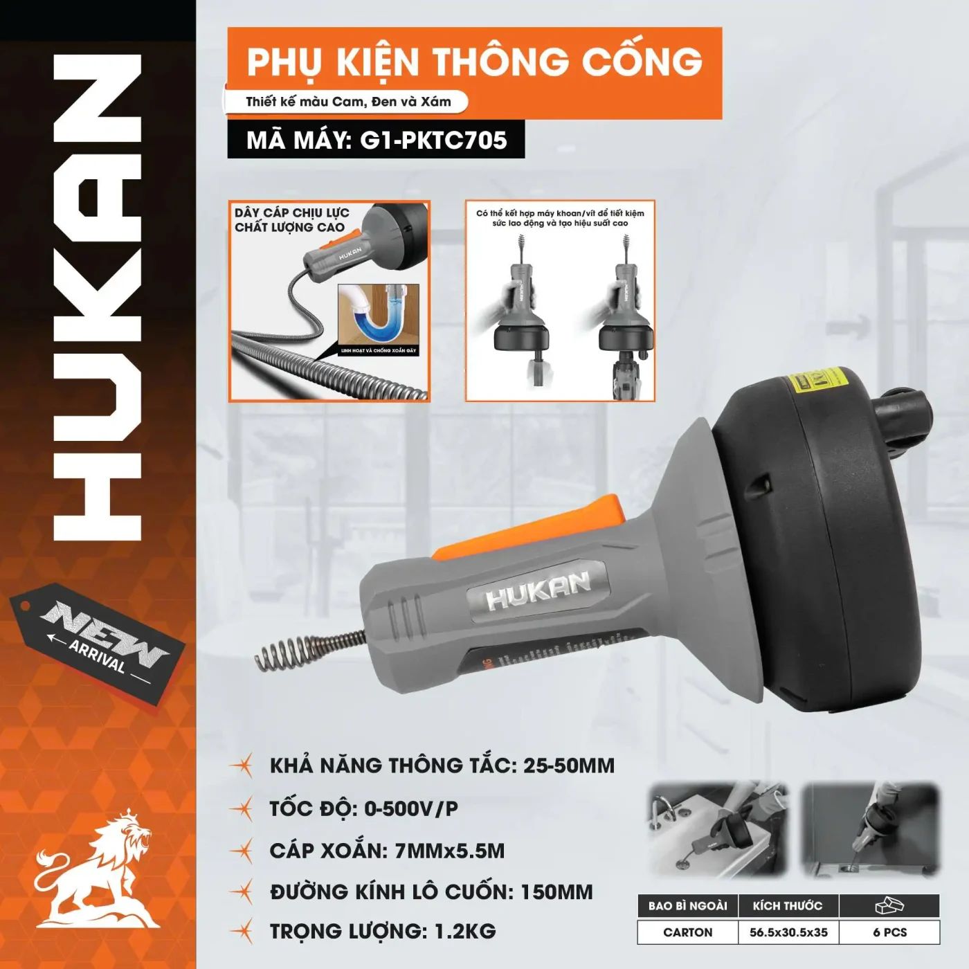  Phụ kiện thông cống G1-PKTC705 HUKAN 