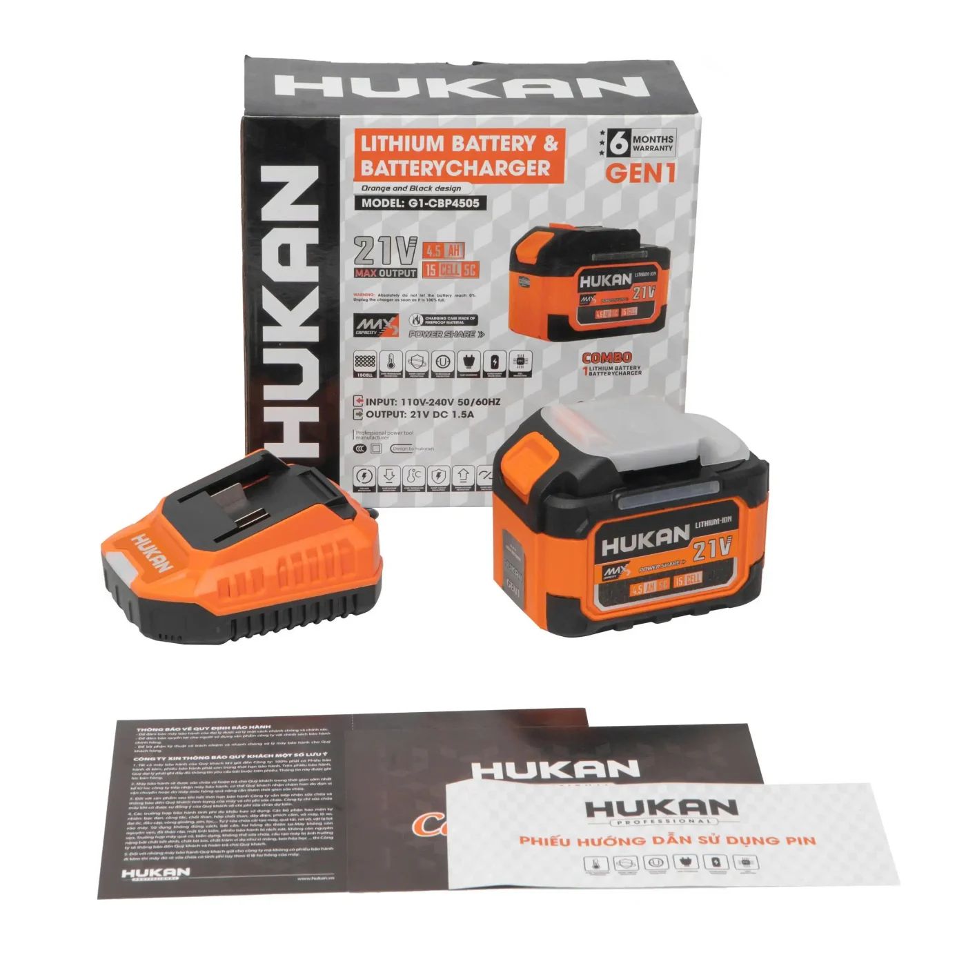  Combo pin và sạc G1-CBP4505 HUKAN 