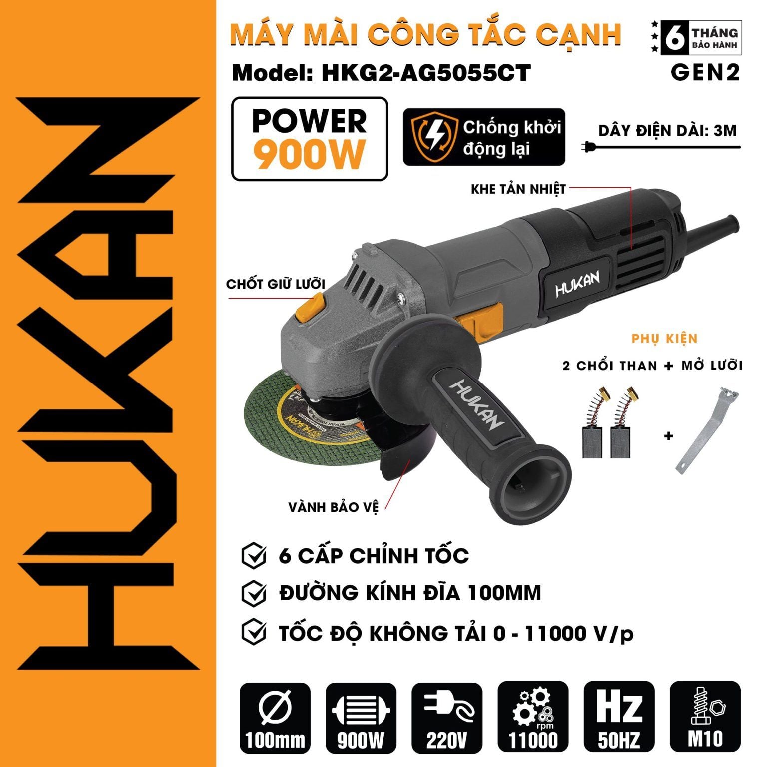  Máy Cắt Mài Sử Dụng Điện 220V HUKAN (GEN2) HKG2-AG5055CT HUKAN 