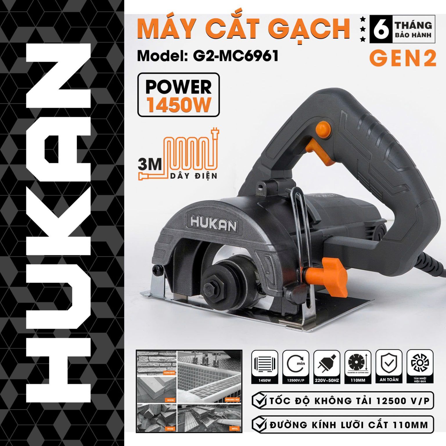  Máy cắt gạch điện G2-MC6961 HUKAN 