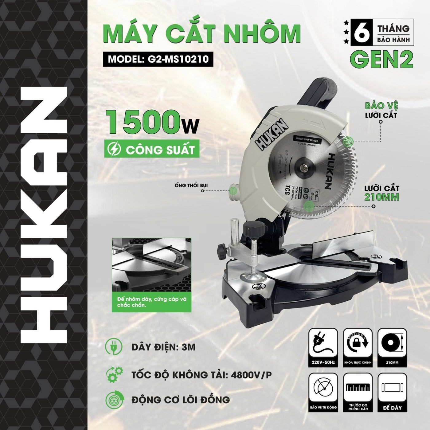  Máy Cắt Nhôm (GEN 2) G2-MS10210 HUKAN 