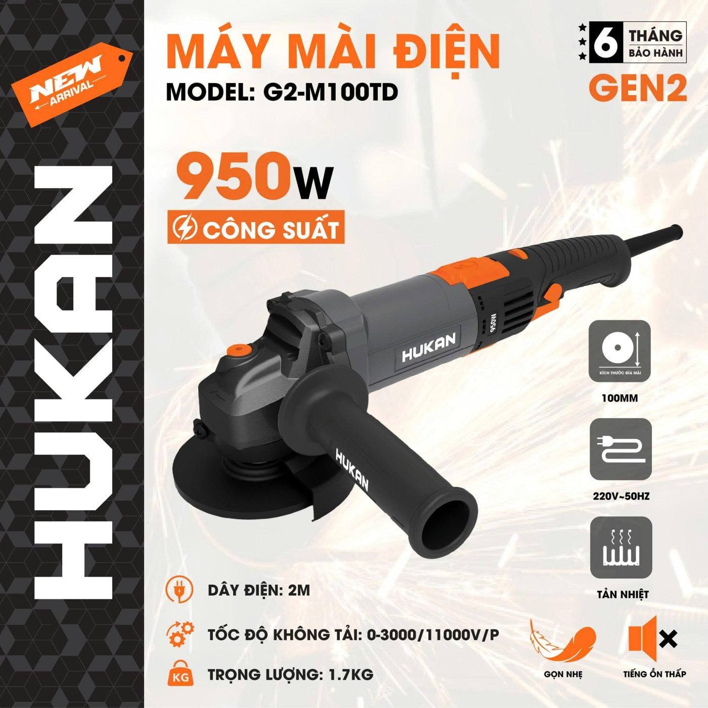  Máy mài điện (GEN 2) G2-M100TD HUKAN 