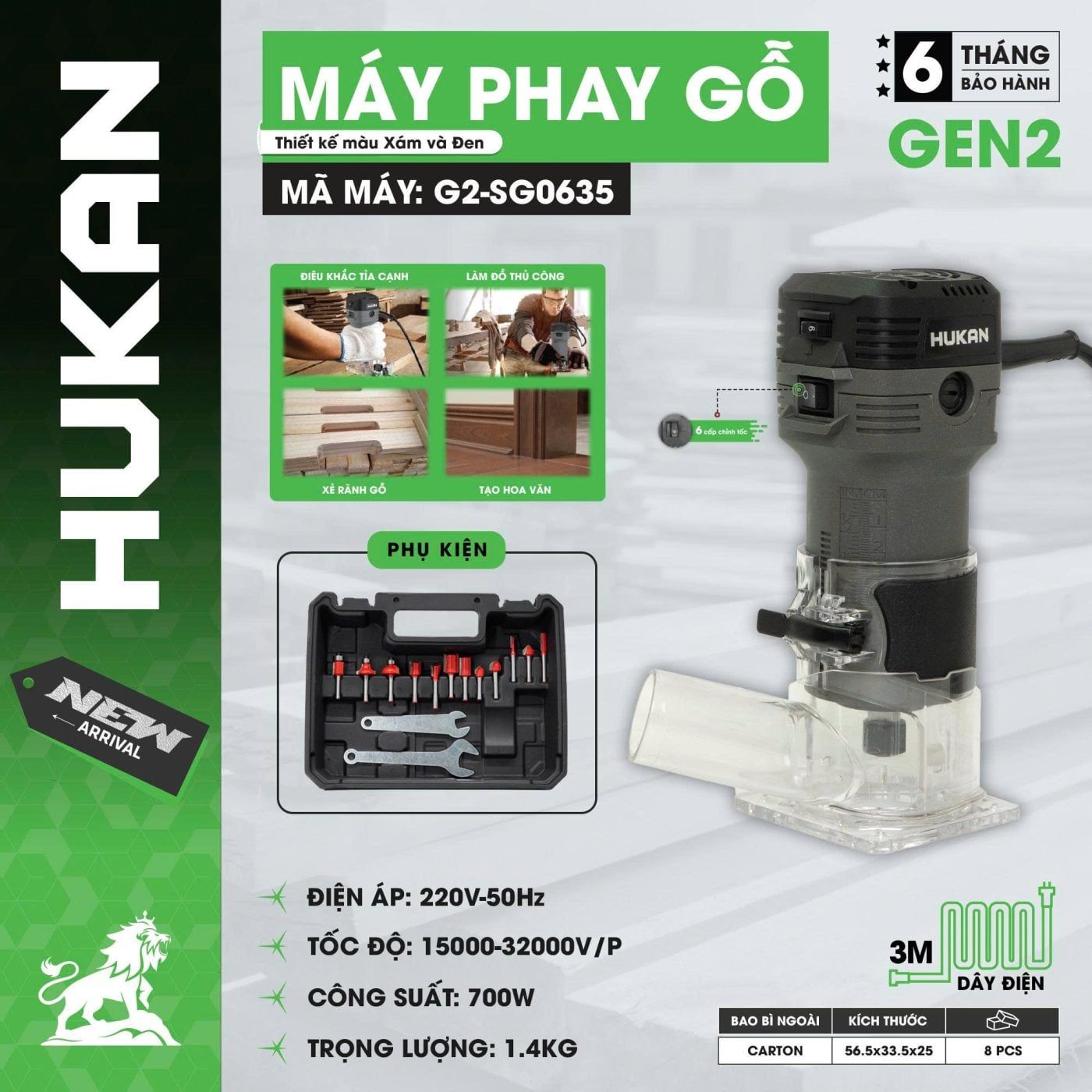  Máy phay gỗ (GEN 2) G2-SG0635 HUKAN 
