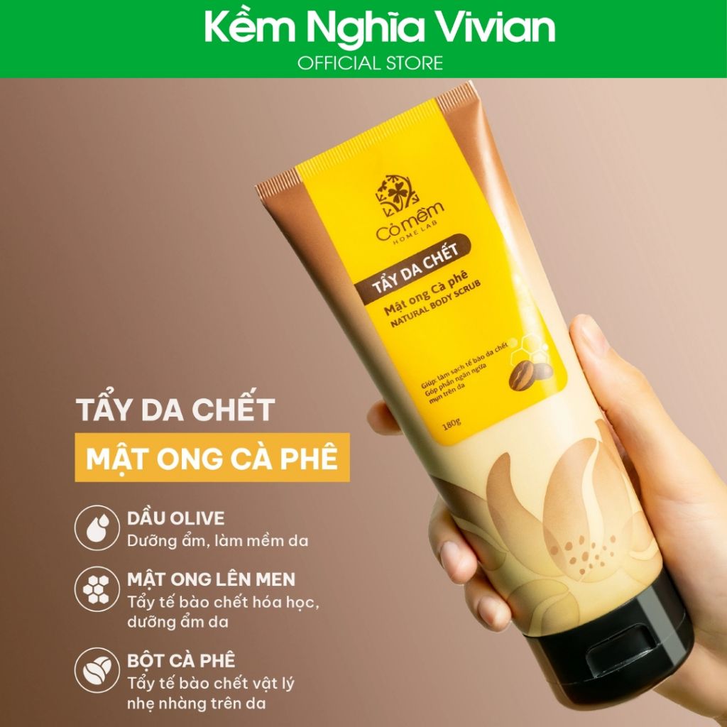  Tẩy da chết Mật Ong Cà phê Cỏ Mềm 180g 