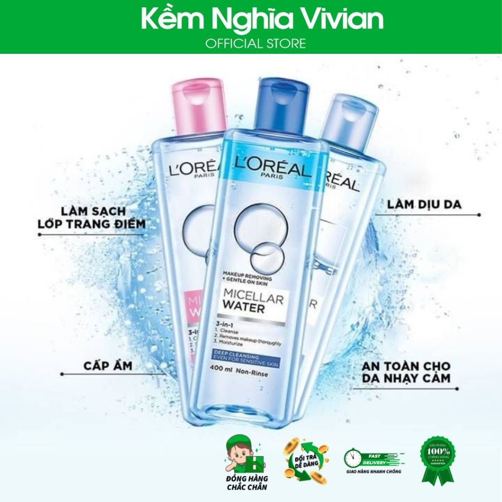  Nước tẩy trang sạch sâu Loreal 3in1 400ml 