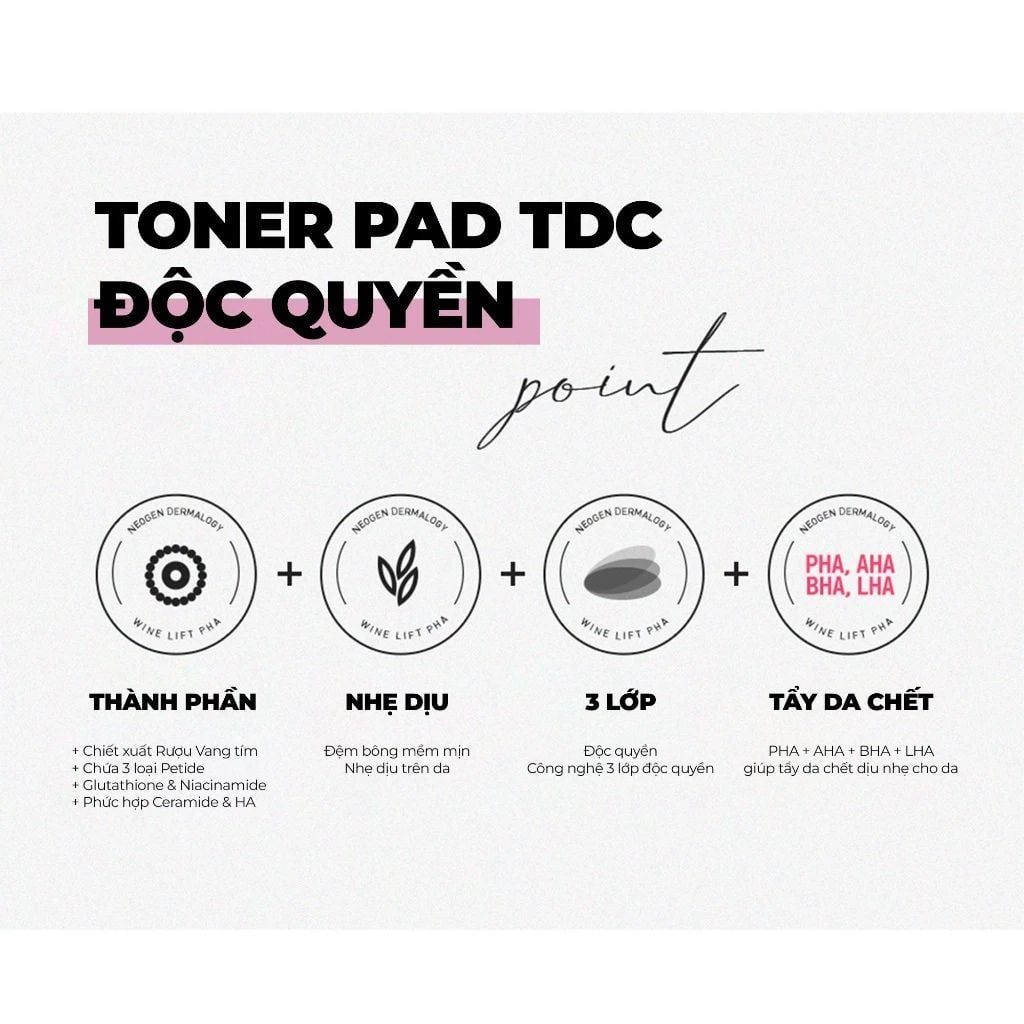  Toner Pad Tẩy Tế Bào Chết Rượu Vang Nâng Cơ Trẻ Hoá Da Neogen Dermalogy 