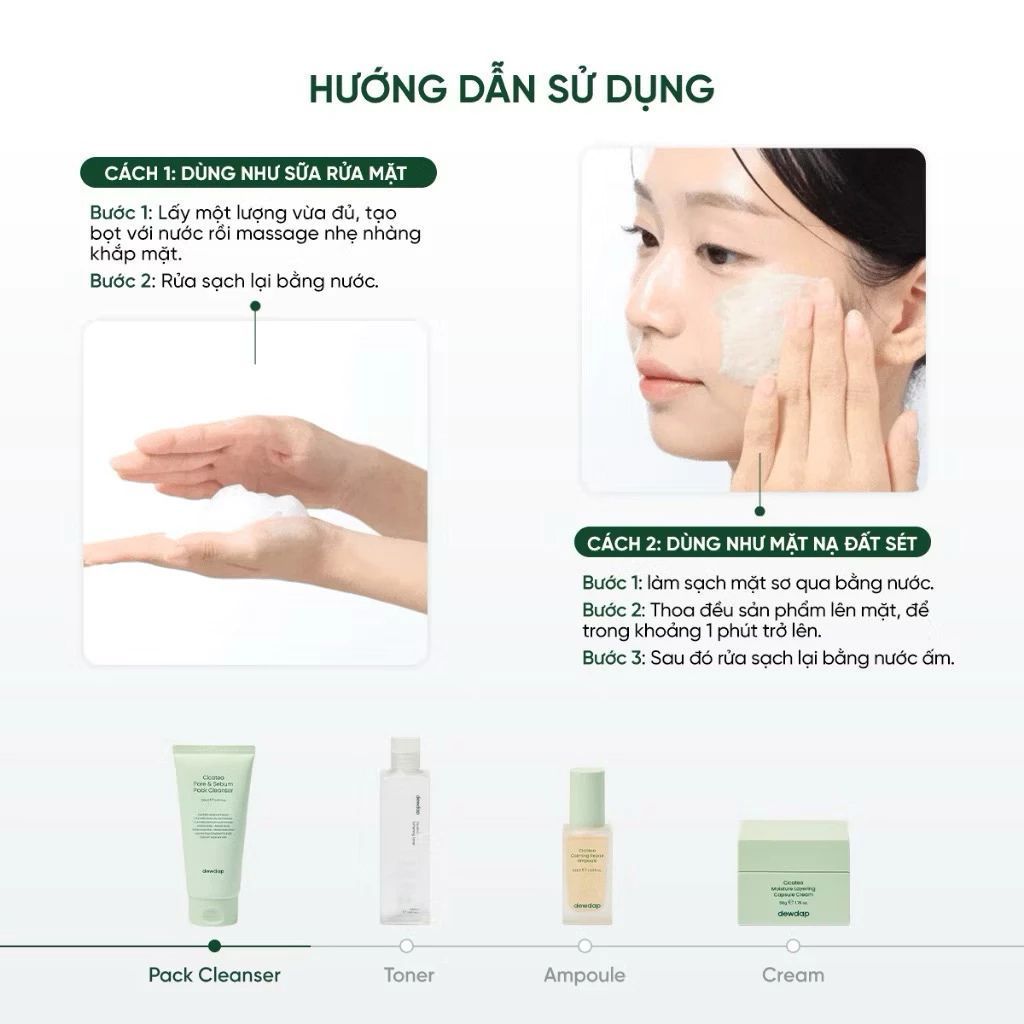  Mặt nạ sữa rửa mặt 2in 1 làm sạch sâu cho da mụn, nhạy cảm Dewdap 150ml 