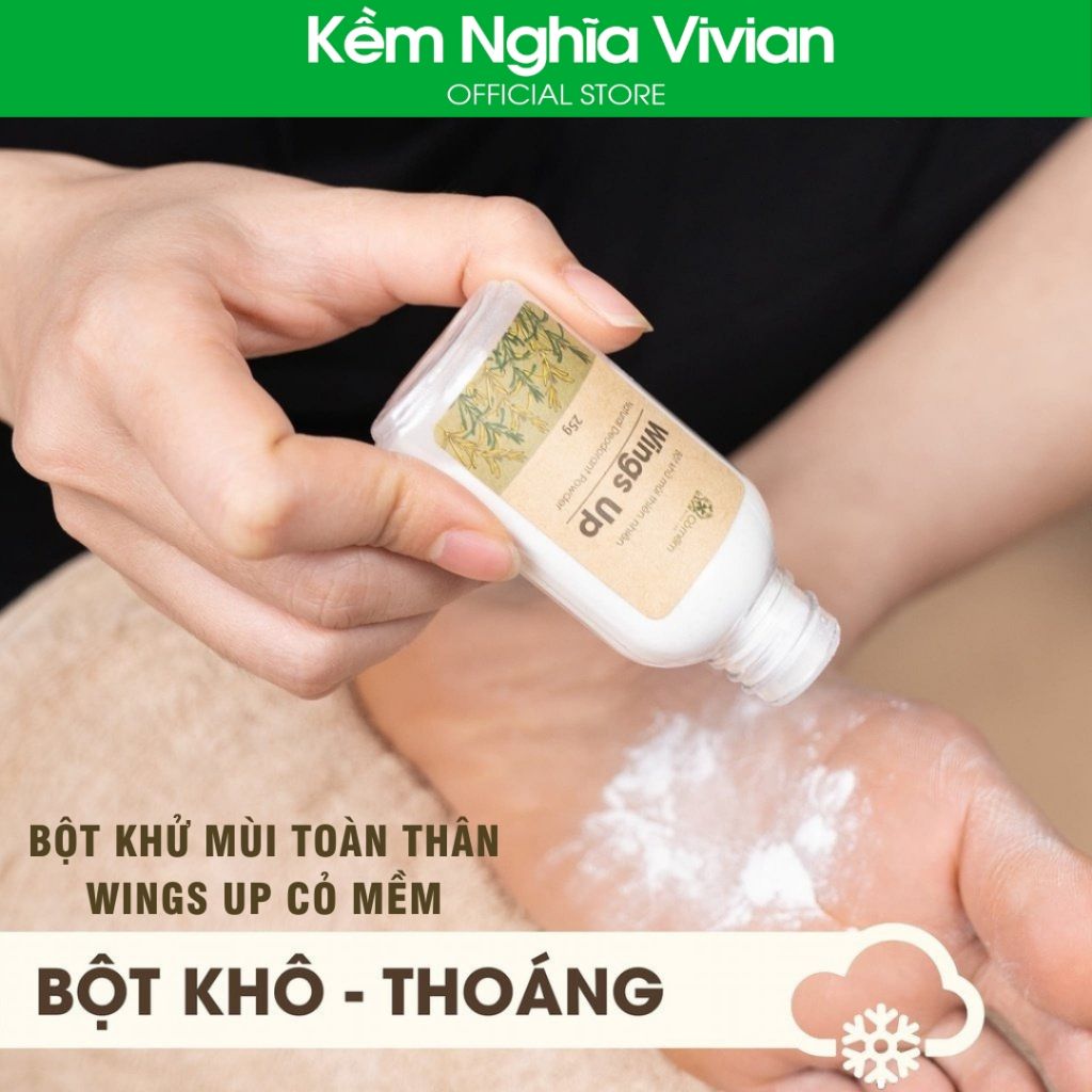  Bột khử mùi toàn thân thiên nhiên Wings Up Cỏ Mềm 