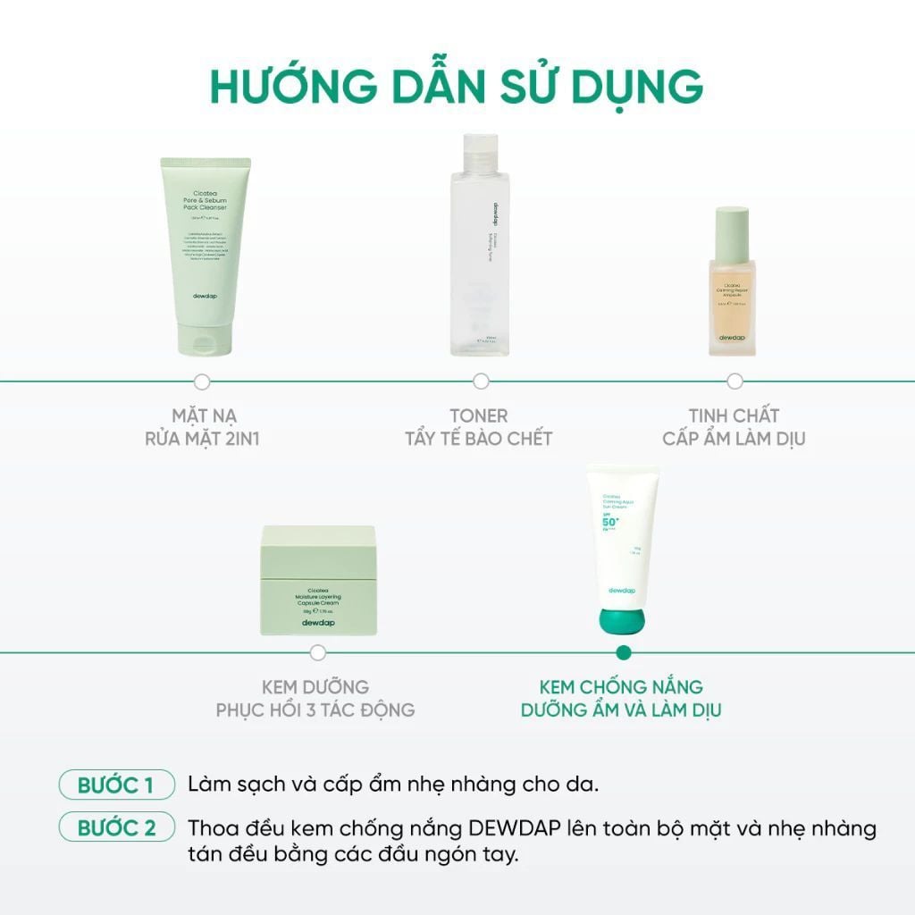  Kem chống nắng dưỡng ẩm làm dịu cho da mụn, nhạy cảm Dewdap 50g 