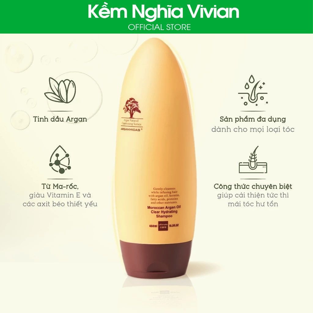  Dầu gội - Dầu xả siêu dưỡng ẩm Arganmidas Clear Hydrating 450ml 
