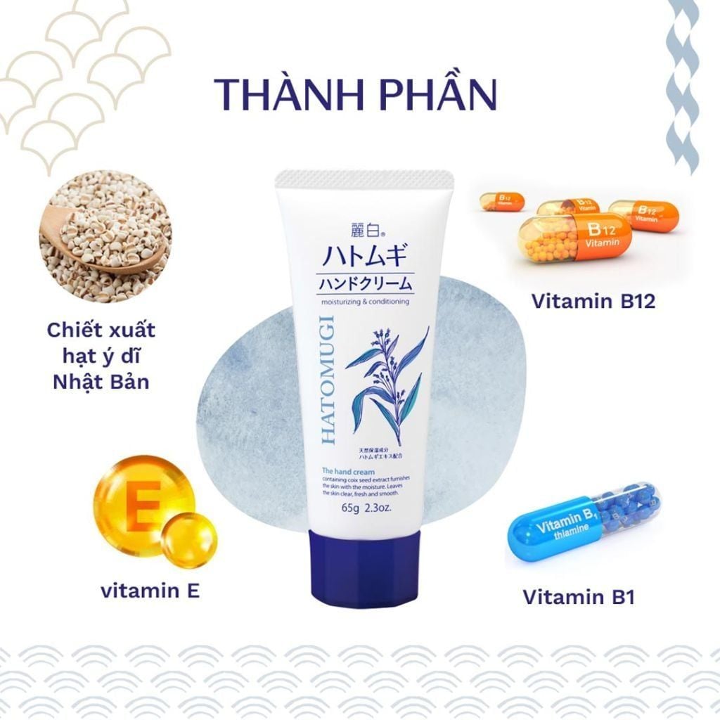  Kem Dưỡng Da Tay Hatomugi Moisturizing & Conditioning The Hand Cream 65g 