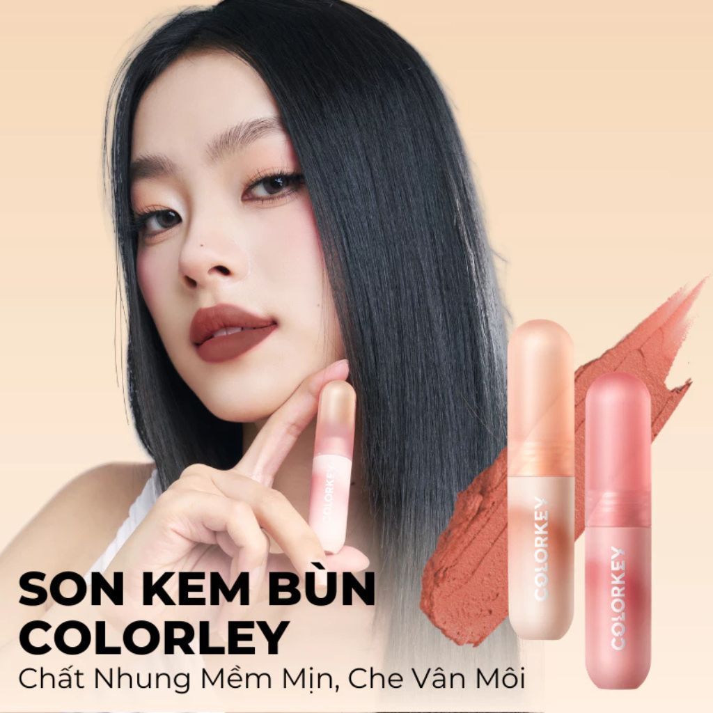  Son Kem Bùn COLORKEY Lip Mud Chất Son Mềm Mịn Che Vân Môi Tốt, Màu Sắc Thời Thượng 2g 