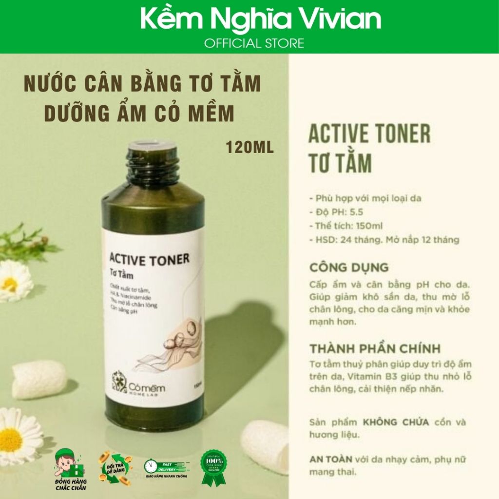  Toner - Nước cân bằng Tơ Tằm dưỡng ẩm Cỏ Mềm 120ml 