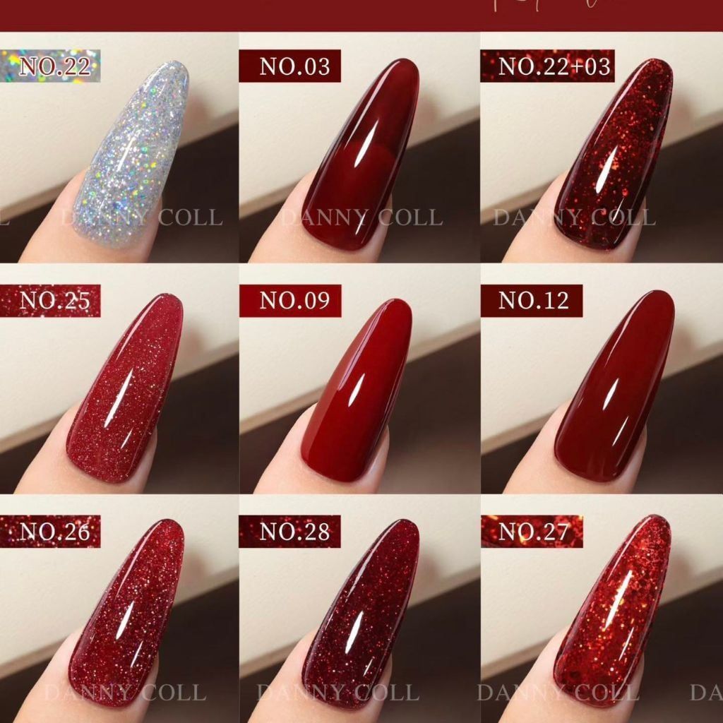  Set Gel Mắt Mèo Đỏ Mix Kim Tuyến DG (30 chai) 