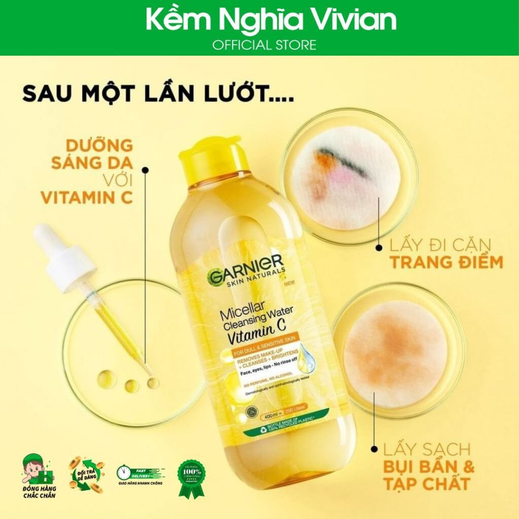  Nước tẩy trang Garnier Vitamin C làm sáng da 400ml 