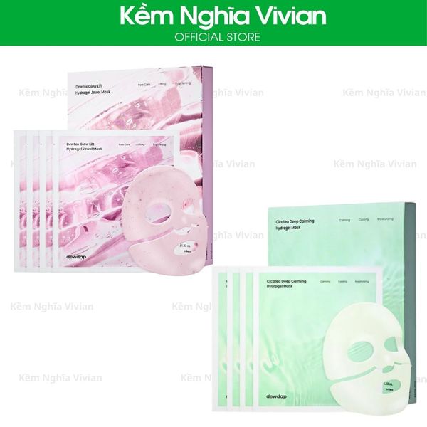  Mặt nạ thạch Dewdap: Phục hồi da mụn (Xanh) & Nâng cơ Ngọc trai (Hồng) 