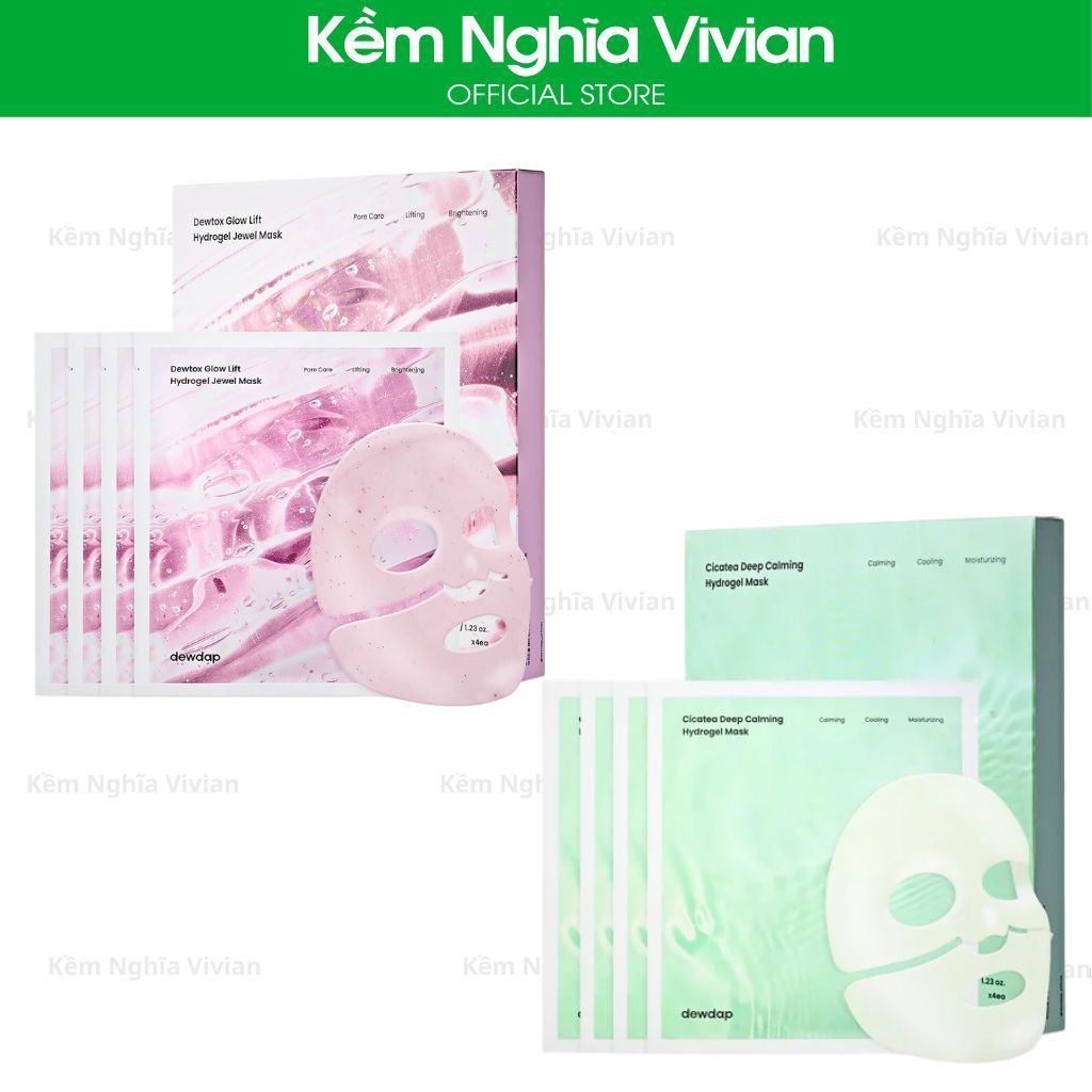  Mặt nạ thạch Dewdap: Phục hồi da mụn (Xanh) & Nâng cơ Ngọc trai (Hồng) 