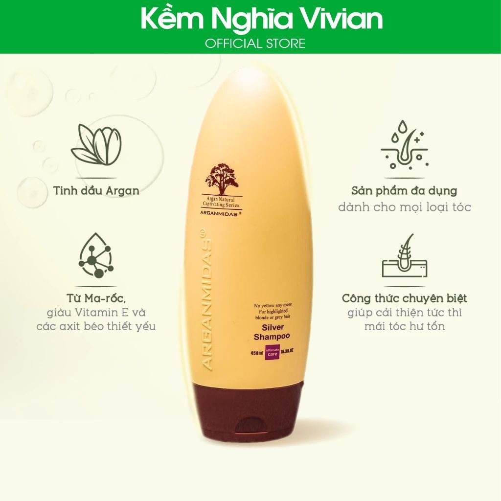  Dầu gội tím khử sắc vàng Arganmidas Silver 450ml 