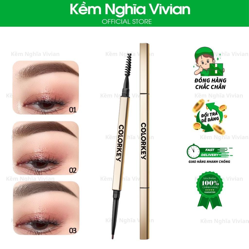  Chì Kẻ Mày COLORKEY Thiết Kế Hai Đầu Tiện Dụng, Thích Hợp Vẽ Chân Mày Điêu Khắc 0.7g 
