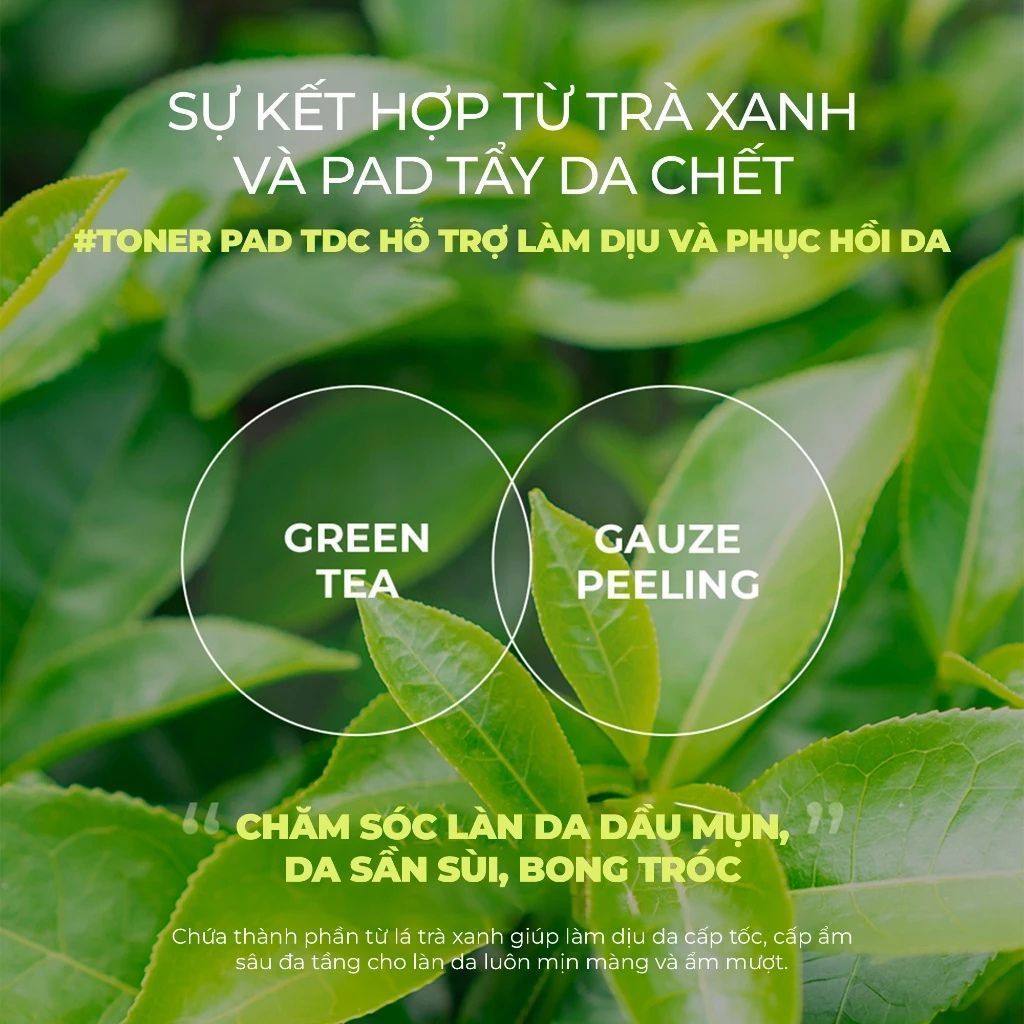  Toner Pad Trà Xanh Làm Dịu và Phục Hồi Da Dầu Mụn Neogen Dermalogy 