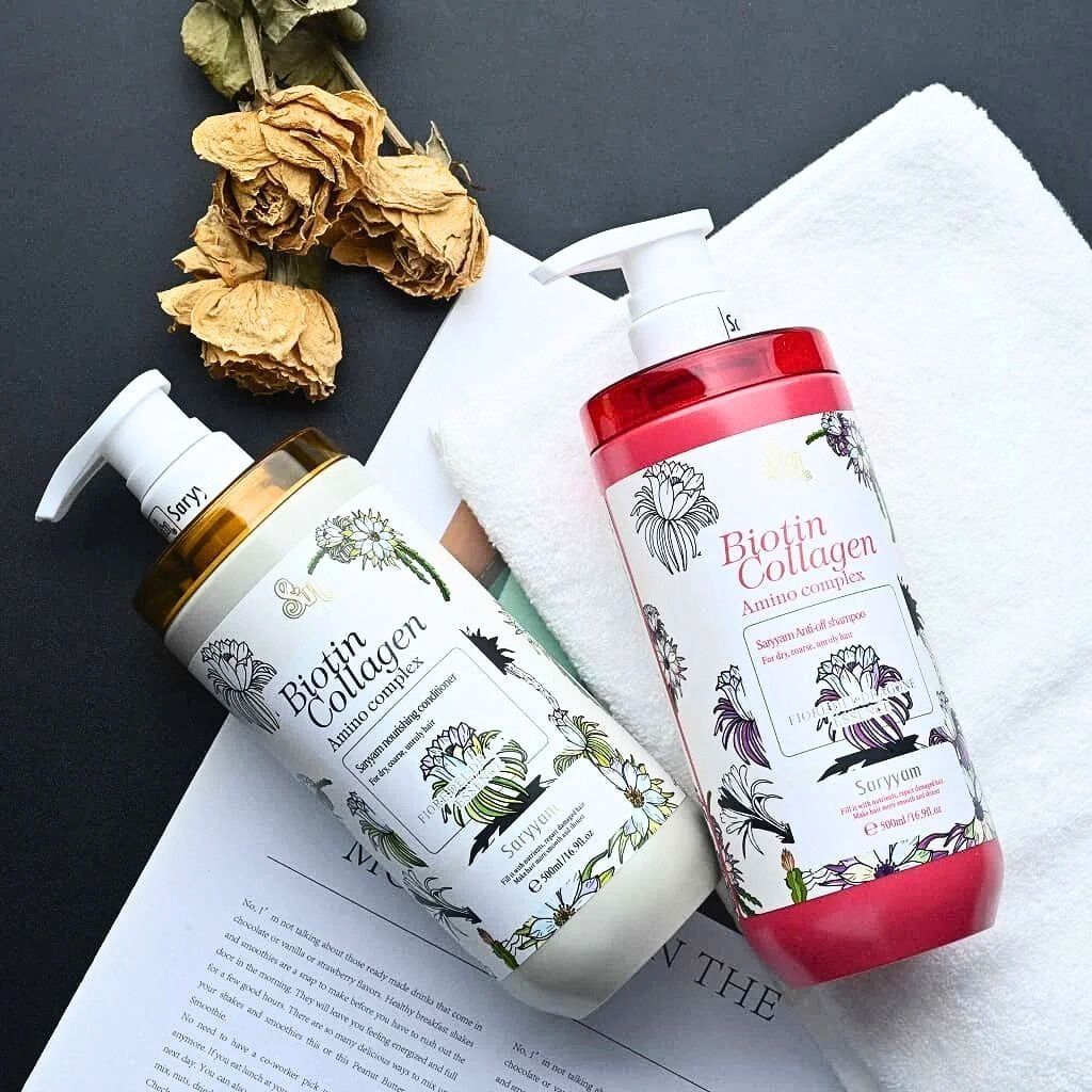  Gội Xả Saryyam Biotin Collagen Amino Complex 500ml (Hương thanh long) 