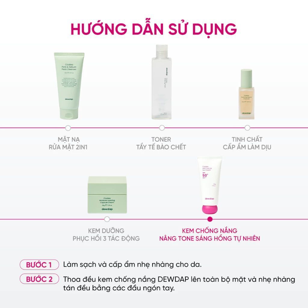  Kem chống nắng nâng tone cho da mụn, nhạy cảm Dewdap 50g 