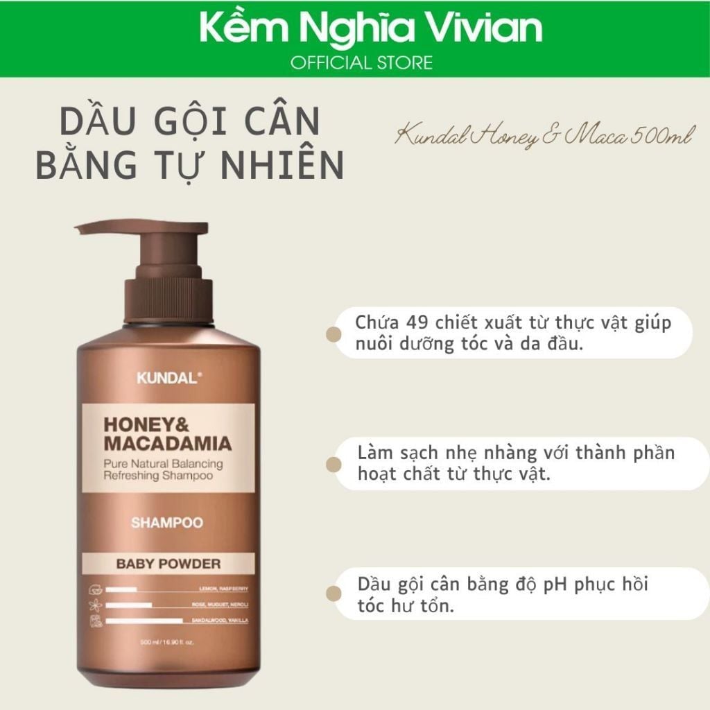  Dầu gội - xả cân bằng tự nhiên Kundal Honey & Maca 500ml 