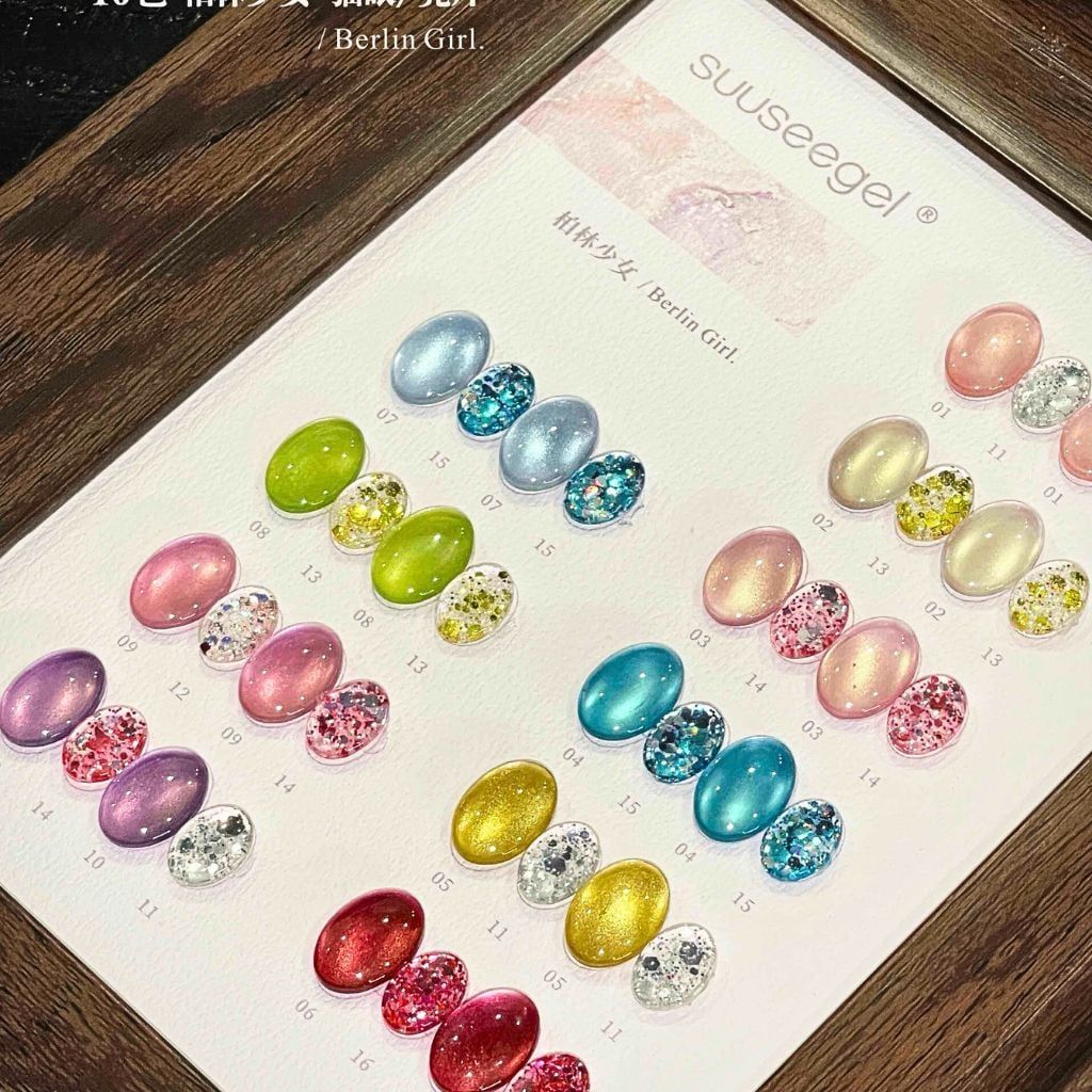  Set Gel Mắt Mèo Mix Nhũ KT Ánh Trăng Suusee 16 chai 