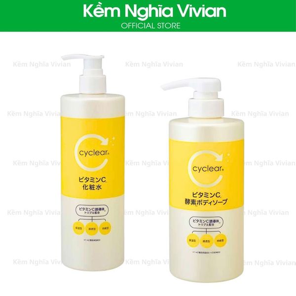  Bộ đôi sữa tắm - lotion dưỡng sáng mịn da Cyclear Vitamin C Enzyme 500ml 