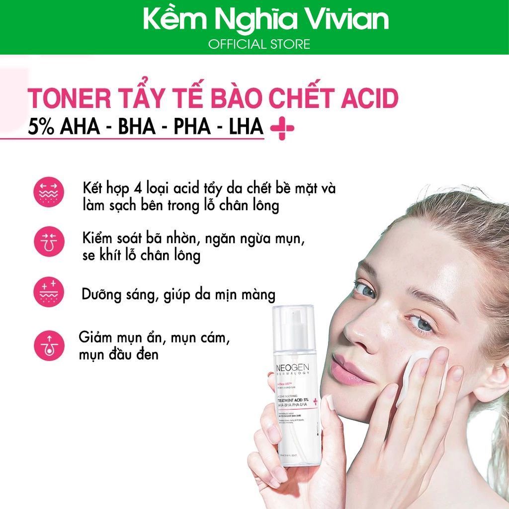  Toner Hỗ Trợ Giảm Mụn Neogen Dermalogy Treatment Acid 5% 150ml 