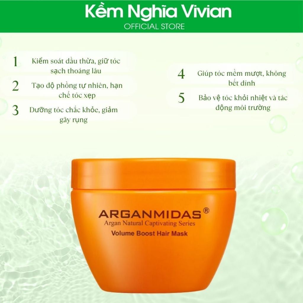  Kem ủ kiềm dầu tạo phồng tóc Arganmidas Volume Boost 300ml 
