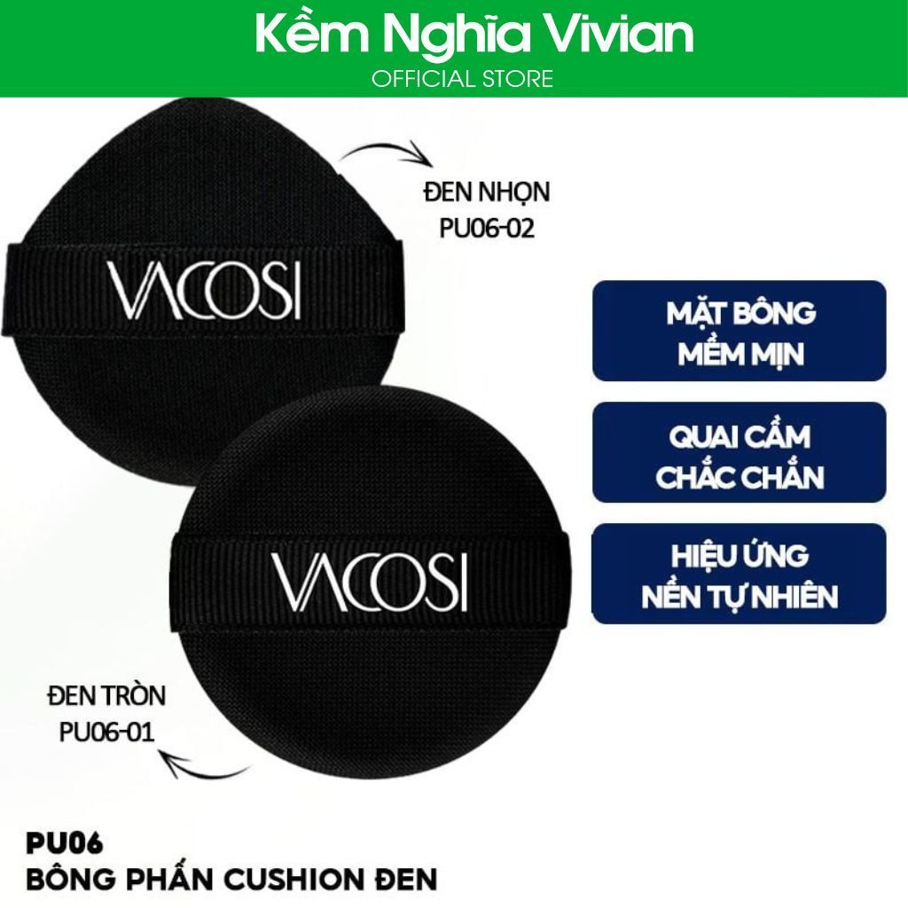  Bông Cushion Vacosi đen tròn PU06-01, PU06-02 