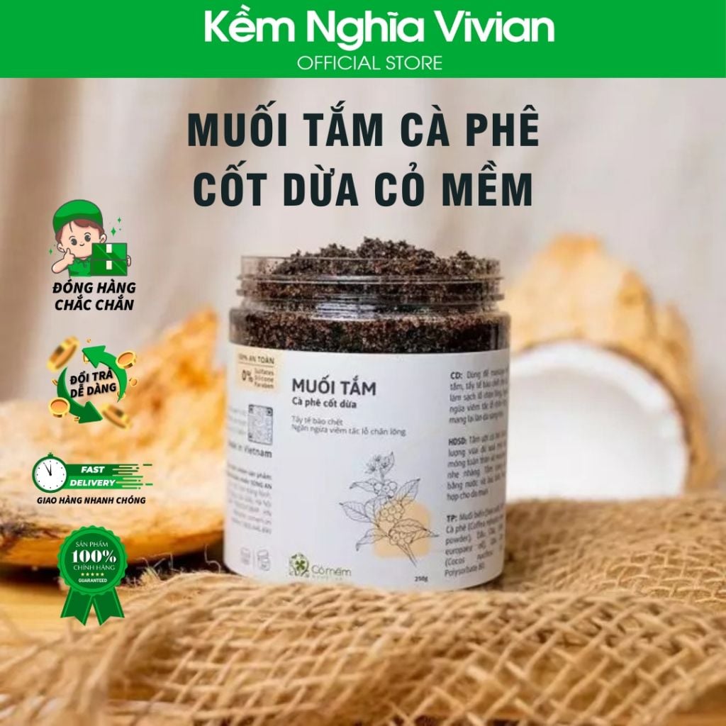  Muối tắm Cà phê Cốt Dừa Cỏ Mềm 125g/250g 