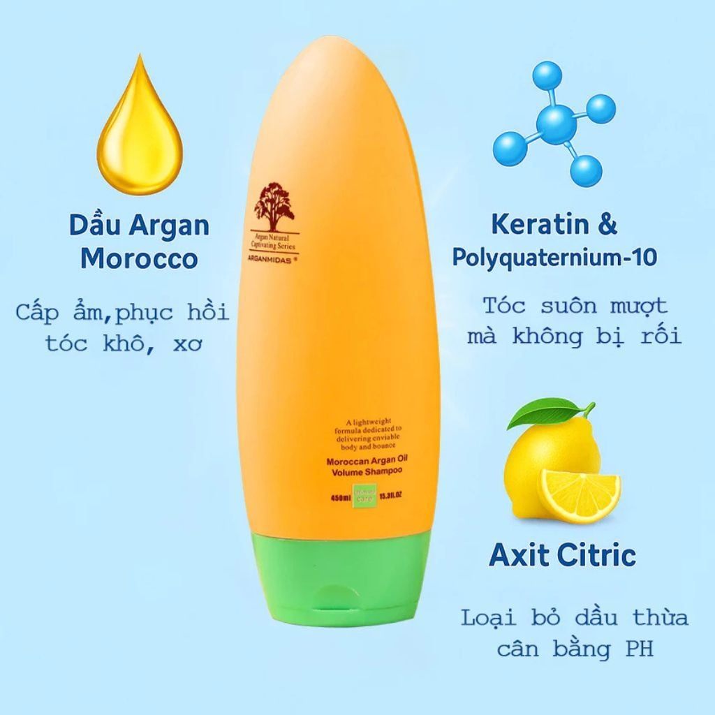  Dầu gội kiềm dầu tạo phồng Arganmidas Volume 450ml 