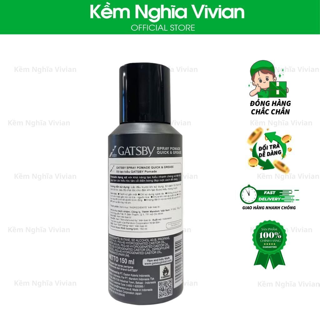 Xịt Tạo Kiểu Tóc Gatsby Pomade 150ml 
