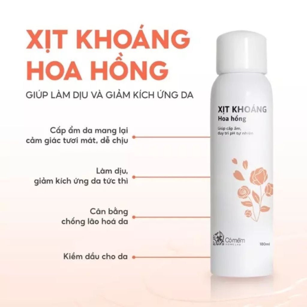  Xịt Khoáng Hoa Hồng Cỏ Mềm 180ml 