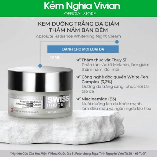  Kem dưỡng da mờ thâm nám ban đêm Swiss Image 50ml 