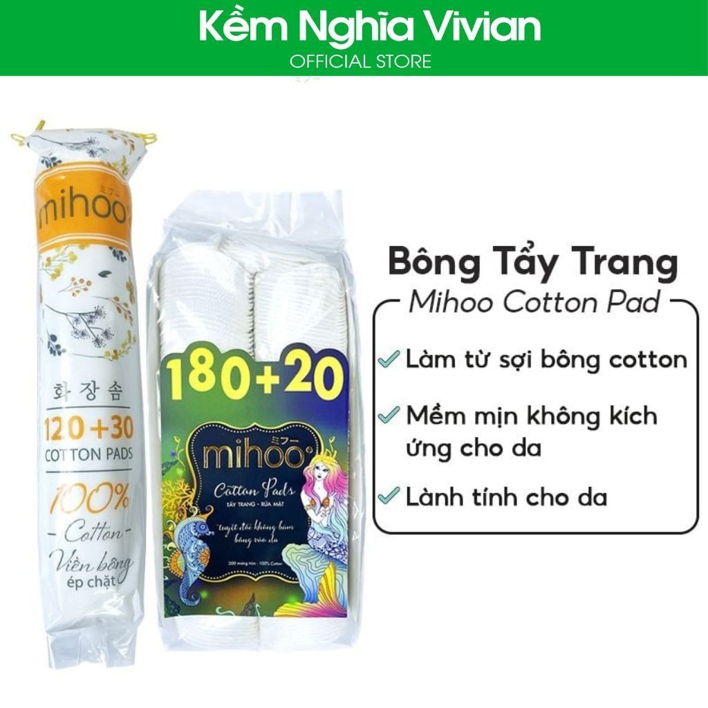  Bông tẩy trang Mihoo 150, 200 miếng 