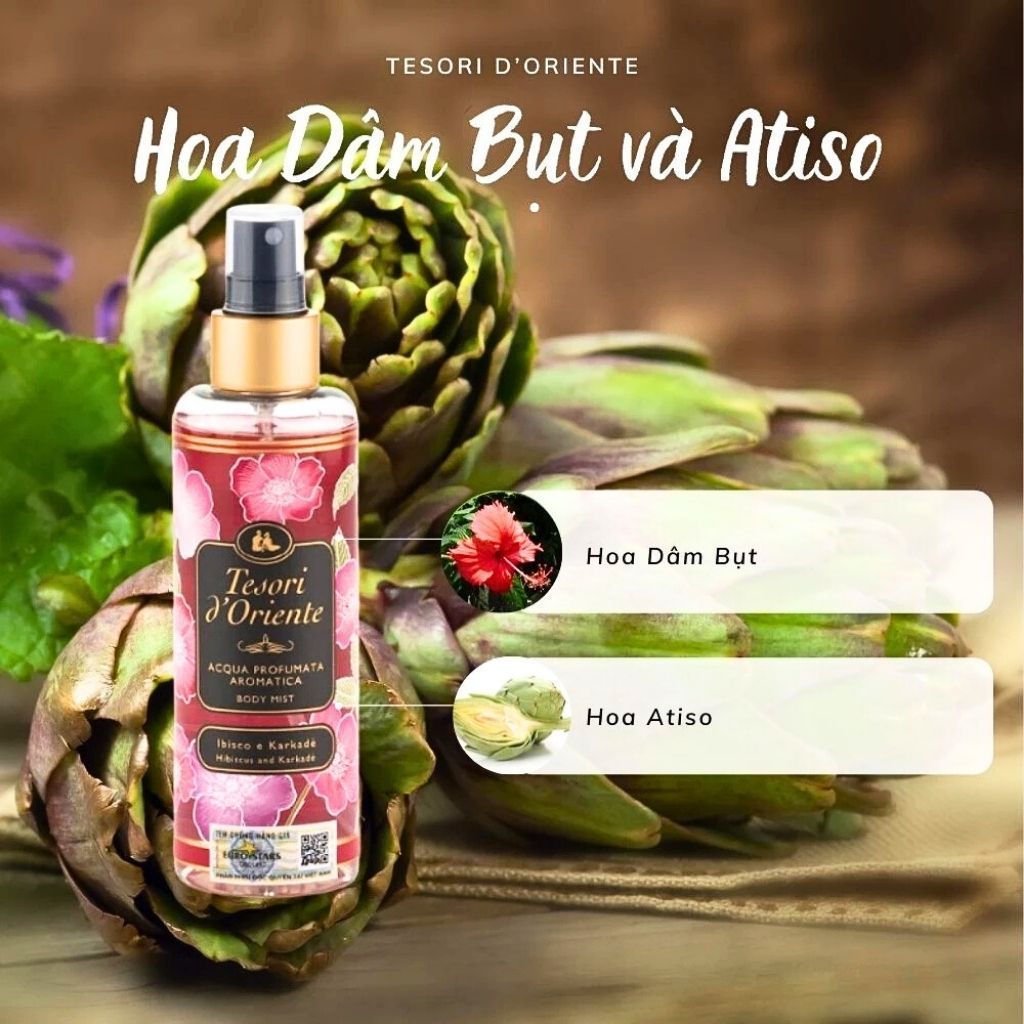  Xịt Thơm Toàn Thân Tesori D'Oriente 200ml (Atiso đỏ & hoa dâm bụt) 