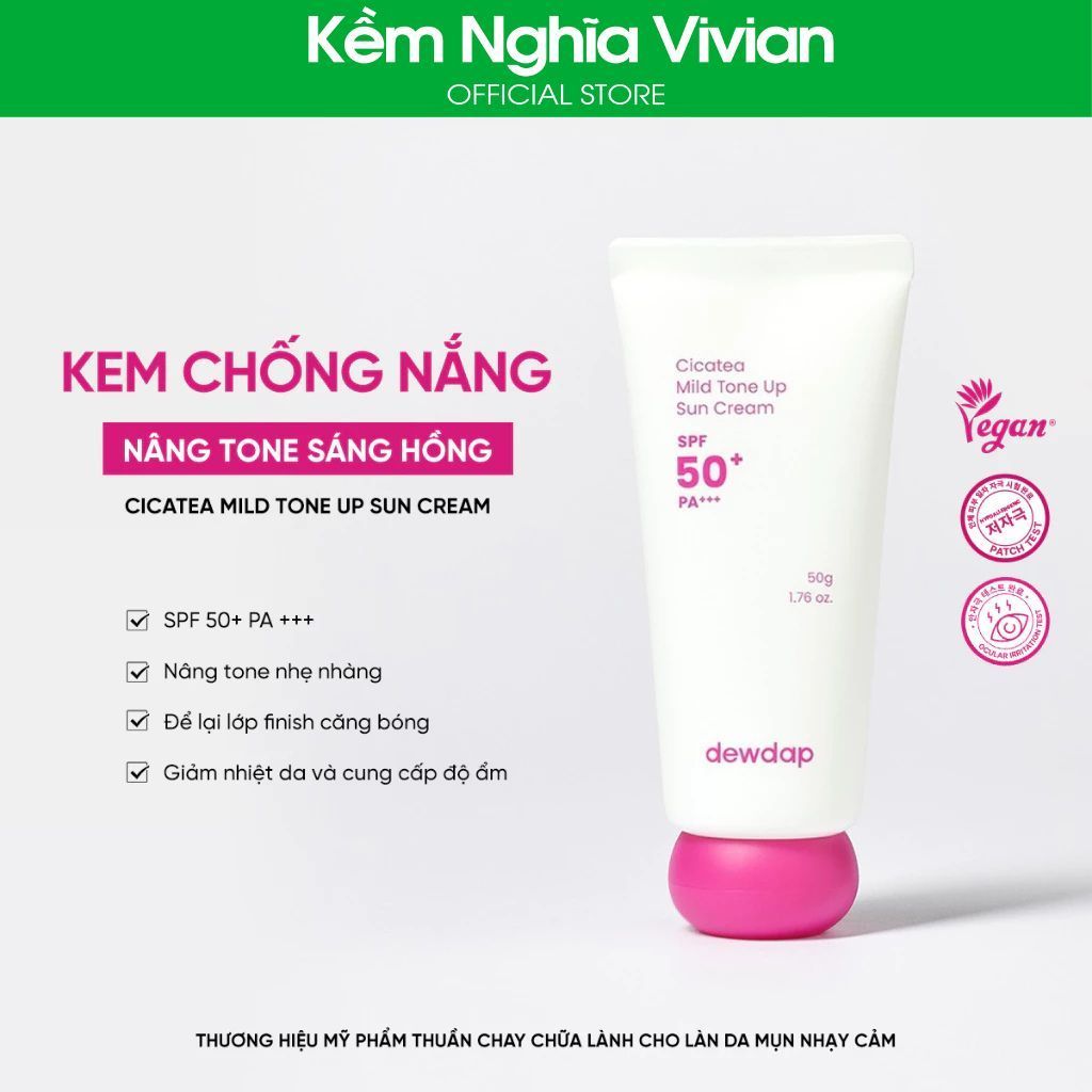  Kem chống nắng nâng tone cho da mụn, nhạy cảm Dewdap 50g 