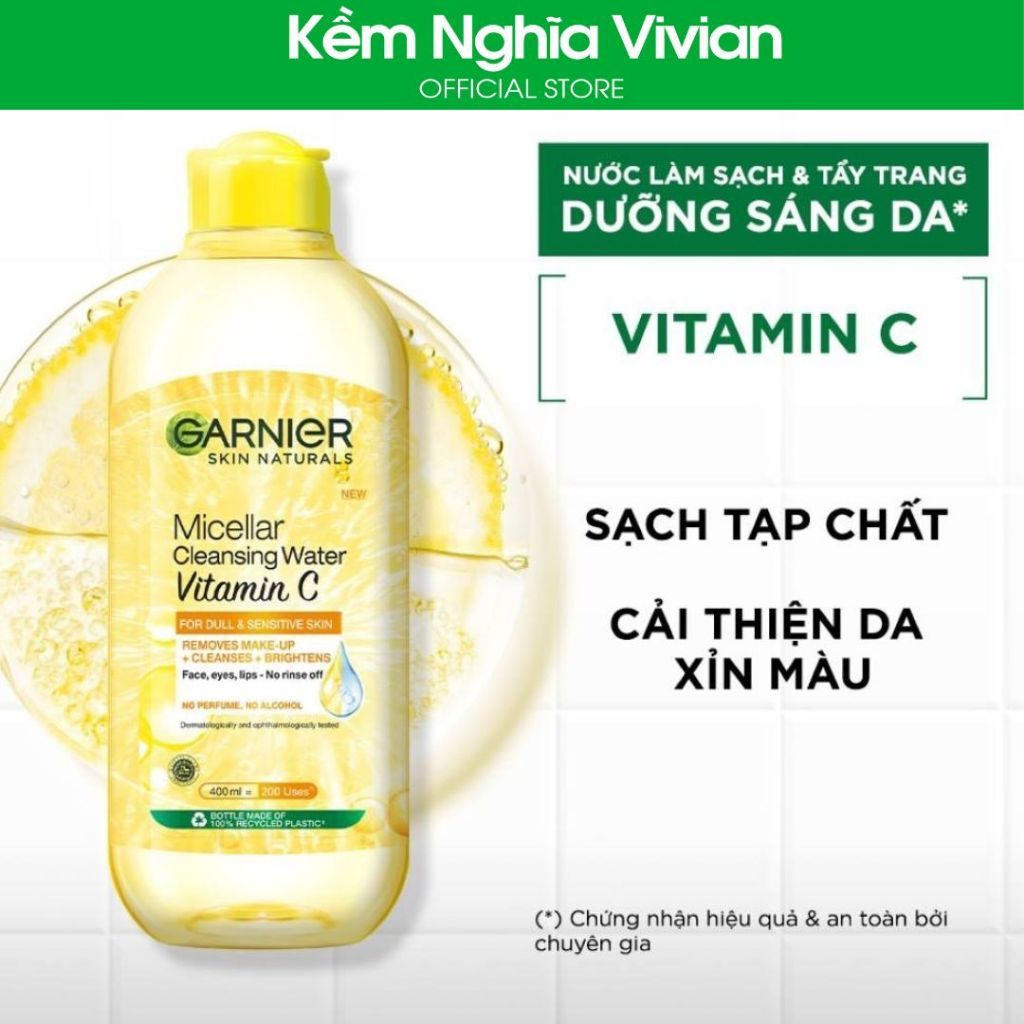  Nước tẩy trang Garnier Vitamin C làm sáng da 400ml 